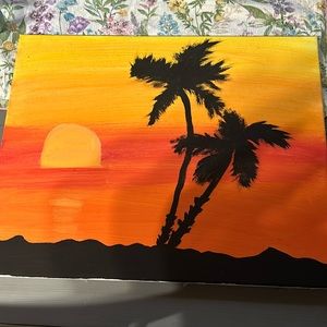 Twilight Serenity: Palms and Warm Horizons (perfect for beach house)